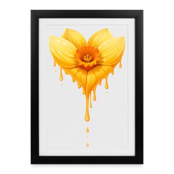 Daffodil Flower Heart Shape Illustration - Framed poster (27 × 37 cm) - black - Front