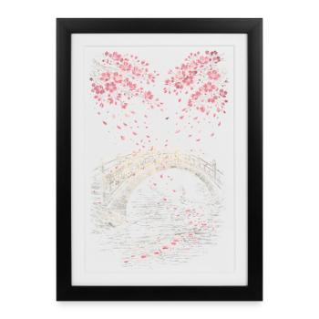Fleurs de cerisier Sakura Fleurs de cerisier - Affiche encadrée (27 × 37 cm) - noir - Devant