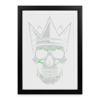 Motif de crâne couronne pour les éventails de crâne et de roche - Affiche encadrée (27 × 37 cm) - noir - Devant