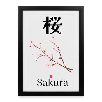 Sakura – Japanische Kirschblüte | Torii Apparel - Gerahmtes Poster (27 × 37 cm) - Schwarz - Vorne