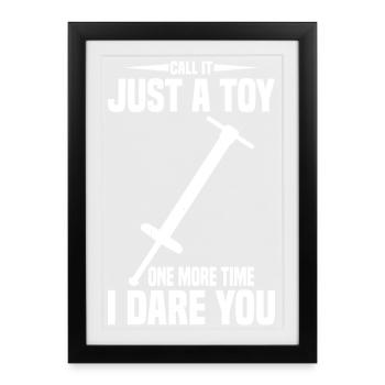 Pogo Stick Jumping just a Toy Pogo Stick Bouncing - Framed poster (27 × 37 cm) - black - Front