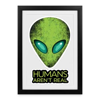 Les humains au visage extraterrestre ne sont pas réels - Affiche encadrée (27 × 37 cm) - noir - Devant