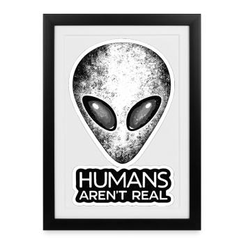 Les humains à tête extraterrestre ne sont pas une vraie théorie du complot - Affiche encadrée (27 × 37 cm) - noir - Devant