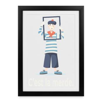French Humor C’est La Merde Design - Gerahmtes Poster (27 × 37 cm) - Schwarz - Vorne