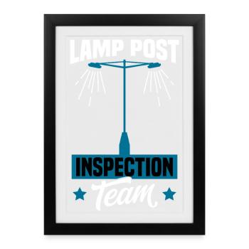 Inspection des lampadaires Art des ouvriers publics - Affiche encadrée (27 × 37 cm) - noir - Devant