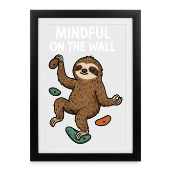 Mindful on the Wall – Zen Sloth on Wall - Framed poster (27 × 37 cm) - black - Front