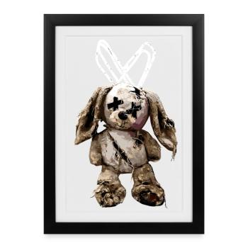 Peludet en peluche sombre pour un lapin en peluche - Affiche encadrée (27 × 37 cm) - noir - Devant