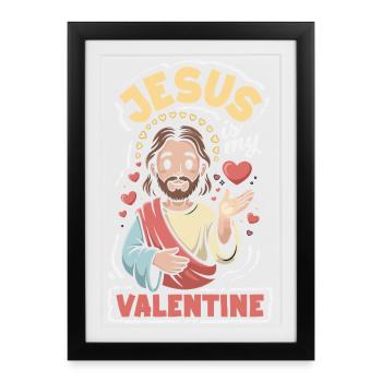 Cœur rétro design de la Saint-Valentin Amour - Affiche encadrée (27 × 37 cm) - noir - Devant