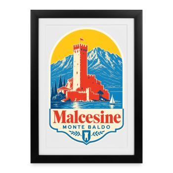 Malcesine Monte Baldo Lake Garda Italy Vacation - Gerahmtes Poster (27 × 37 cm) - Schwarz - Vorne