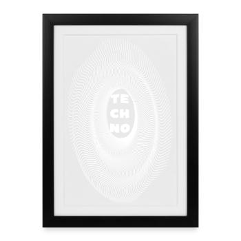 Lignes géométriques musique Techno, Rave Oufit - Affiche encadrée (27 × 37 cm) - noir - Devant