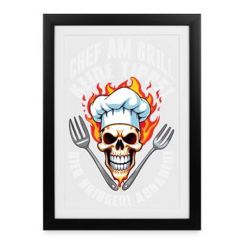 Chef Am Grill Keine Tipps Bier Bringen Abhauen - Gerahmtes Poster (27 × 37 cm) - Schwarz - Vorne