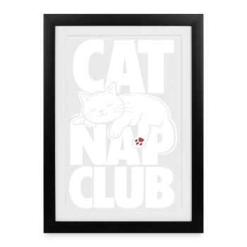 Cat Nap Club Cute Cat Design - Framed poster (27 × 37 cm) - black - Front