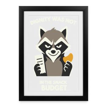 Raccoon : Déclaration budgétaire des snacks - Affiche encadrée (27 × 37 cm) - noir - Devant