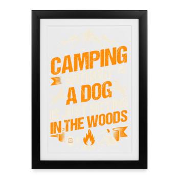 Camping, Vie de campement Vie de campement dans la forêt - Affiche encadrée (27 × 37 cm) - noir - Devant