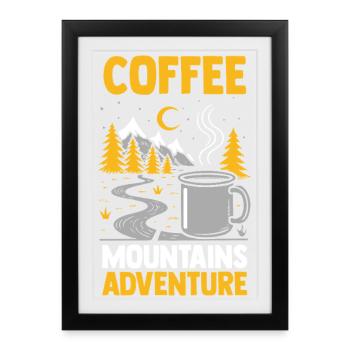 Hiking Mountain Trail Backpacking Outdoors Poaching - Framed poster (27 × 37 cm) - black - Front