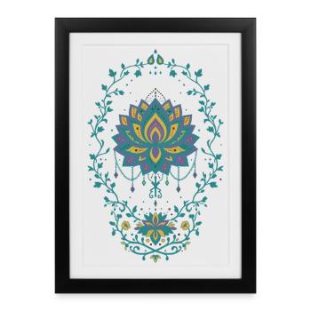Spiritualité Fleur de Lotus Géométrie Sacrée Zen - Affiche encadrée (27 × 37 cm) - noir - Devant