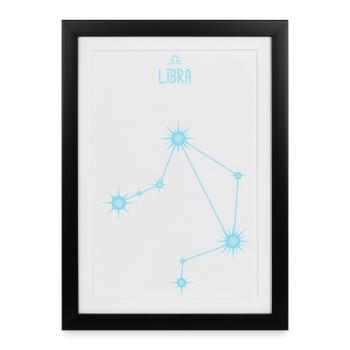 Libra Zodiac Sign Star Constellation Pastel Blue - Framed poster (27 × 37 cm) - black - Front