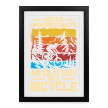 Un vieux gars à vélo Vélo VTT Descente - Affiche encadrée (27 × 37 cm) - noir - Devant