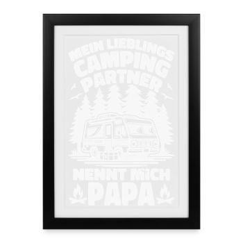 Lieblings Campingpartner Papa - Gerahmtes Poster (27 × 37 cm) - Schwarz - Vorne