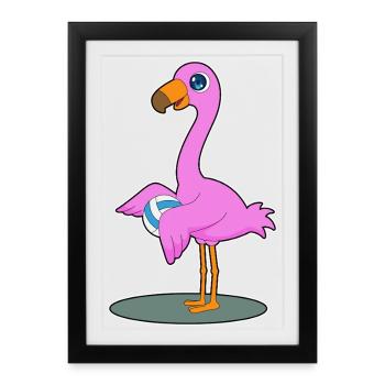 Flamingo Volleyball Player Volleyball - Framed poster (27 × 37 cm) - black - Front