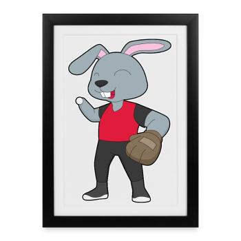 Bunny Baseball Baseball Glove - Framed poster (27 × 37 cm) - black - Front