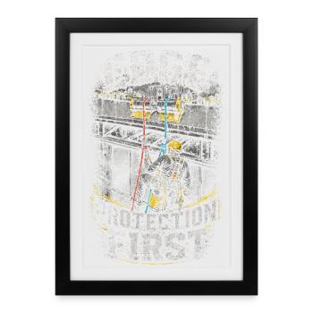 Industrial climbers at heights - Framed poster (27 × 37 cm) - black - Front