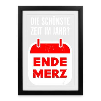 merz politik jahr spruch anti-cdu humor - Gerahmtes Poster (27 × 37 cm) - Schwarz - Vorne