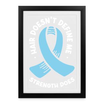 Stärke statt Haare - Selbstbewusste Botschaft - Gerahmtes Poster (27 × 37 cm) - Schwarz - Vorne