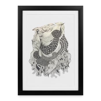 Koi Line Pattern Elegy - Framed poster (27 × 37 cm) - black - Front