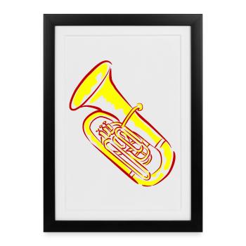 Musique de tuba aux couleurs néon - Affiche encadrée (27 × 37 cm) - noir - Devant
