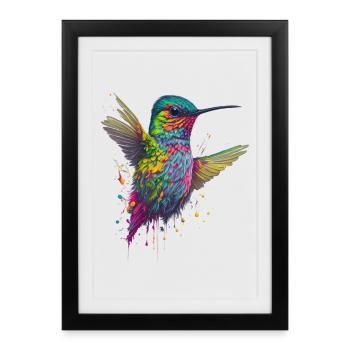 Color Explosion Hummingbird Artwork - Framed poster (27 × 37 cm) - black - Front