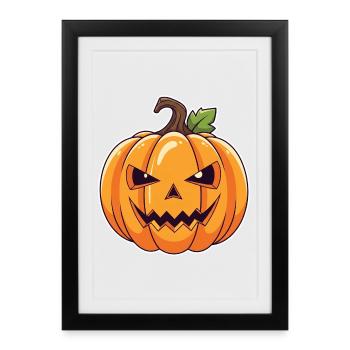 Tête de citrouille effrayante Halloween - Affiche encadrée (27 × 37 cm) - noir - Devant