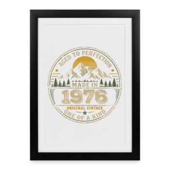 1976 Fête Anniversaire 1976 - Né en 1976 - Affiche encadrée (27 × 37 cm) - noir - Devant