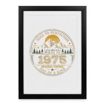 1975 Fête Anniversaire 1975 - Né en 1975 - Affiche encadrée (27 × 37 cm) - noir - Devant