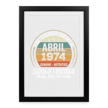 Avril 1974 Cadeau 52e Anniversaire Avril 1974 - Affiche encadrée (27 × 37 cm) - noir - Devant