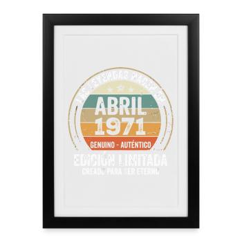 Avril 1971 Cadeau 55e Anniversaire Avril 1971 - Affiche encadrée (27 × 37 cm) - noir - Devant