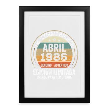 Avril 1986 Cadeau 40e Anniversaire Avril 1986 - Affiche encadrée (27 × 37 cm) - noir - Devant