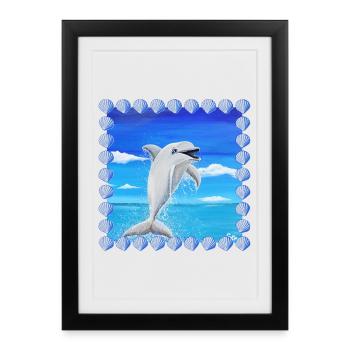 Cheeky Dolphin - Sonja Ariel von Staden - Framed poster (27 × 37 cm) - black - Front