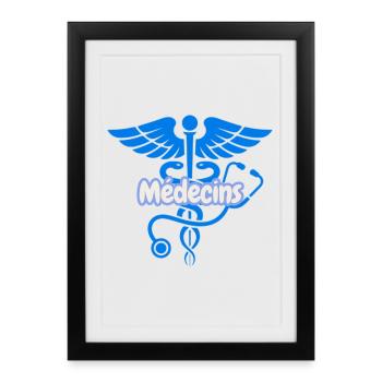 Médecins Caduceus Bleu  - Affiche encadrée (27 × 37 cm) - noir - Devant