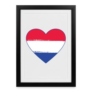 Holland Flag Heart used - Framed poster (27 × 37 cm) - black - Front