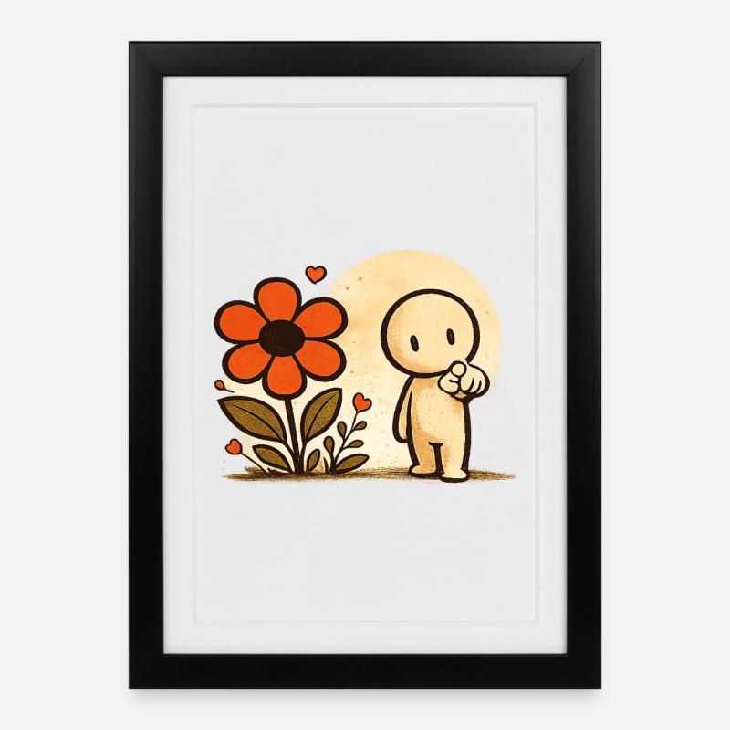 Der kleine Gedanke | Blume - Gerahmtes Poster (27 × 37 cm) - Schwarz