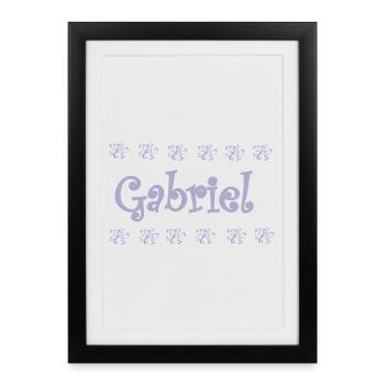 Gabriel Florale Pastel Name Deco - Framed poster (27 × 37 cm) - black - Front