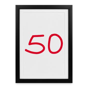 50e anniversaire cinquante numéro blanc - Affiche encadrée (27 × 37 cm) - noir - Devant
