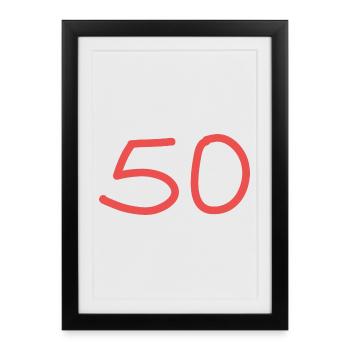 50e anniversaire cinquante rose numéro rose - Affiche encadrée (27 × 37 cm) - noir - Devant