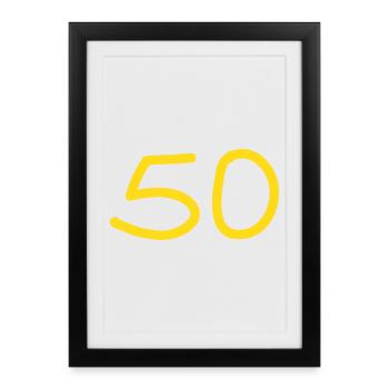 50e anniversaire cinquante numéro jaune - Affiche encadrée (27 × 37 cm) - noir - Devant