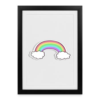 Pastel rainbow with clouds motif - Framed poster (27 × 37 cm) - black - Front