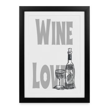 Amant de vin - J'aime le vin - vin rouge - cave - Art - Affiche encadrée (27 × 37 cm) - noir - Devant