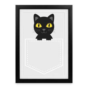 Chat noir animal de poche - Affiche encadrée (27 × 37 cm) - noir - Devant