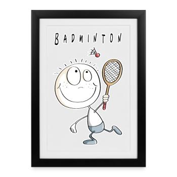 Cool badminton player male - Framed poster (27 × 37 cm) - black - Front