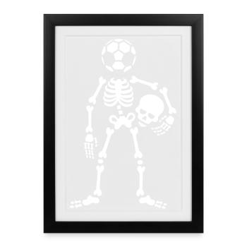 skeleton football ball head holding skull hooligan - Framed poster (27 × 37 cm) - black - Front